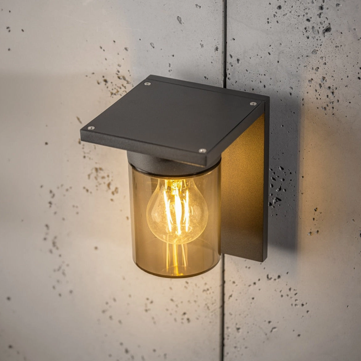 CGC AVERY Anthracite Grey E27 Outdoor Wall Light Lantern Smoked Diffuser IP54