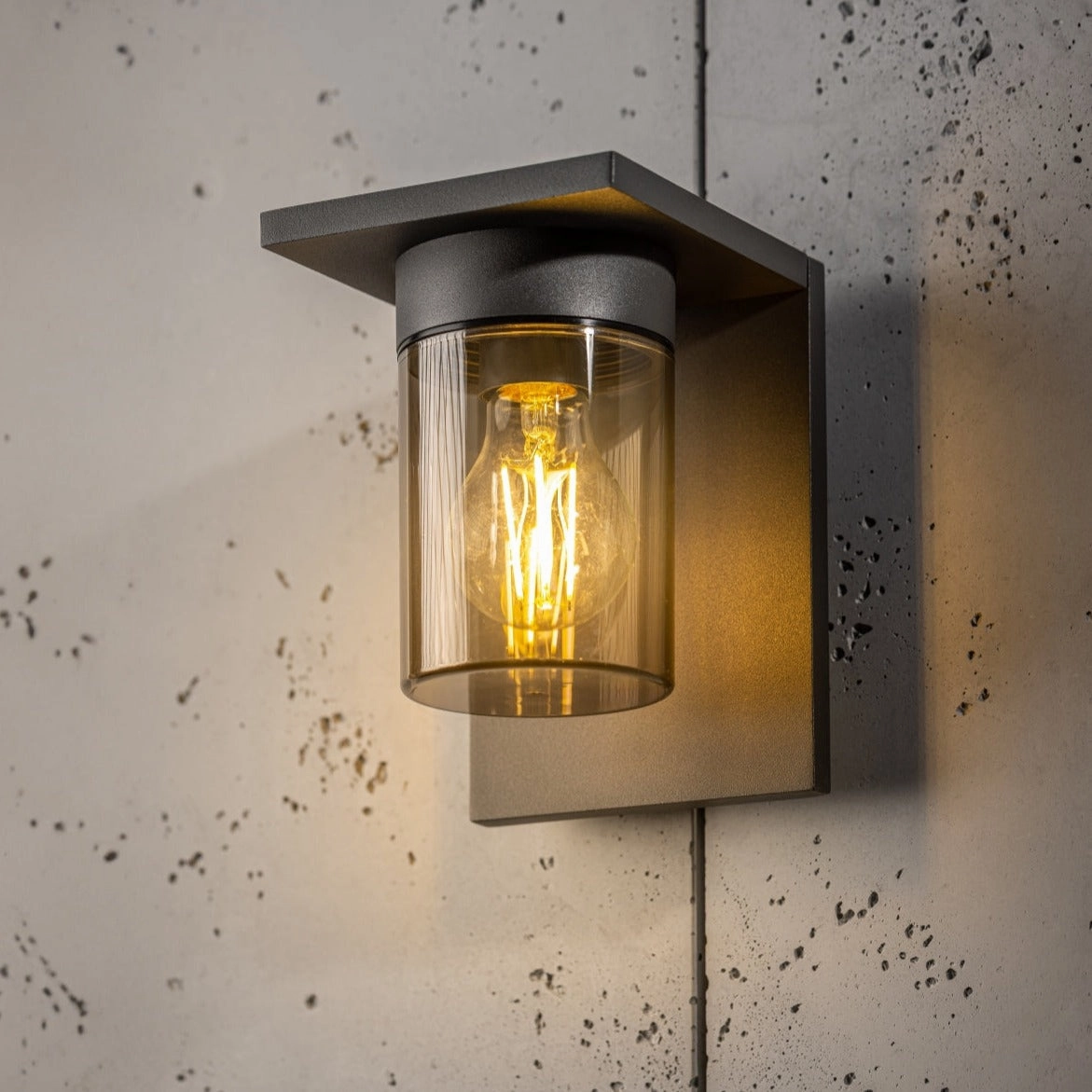 CGC AVERY Anthracite Grey E27 Outdoor Wall Light Lantern Smoked Diffuser IP54