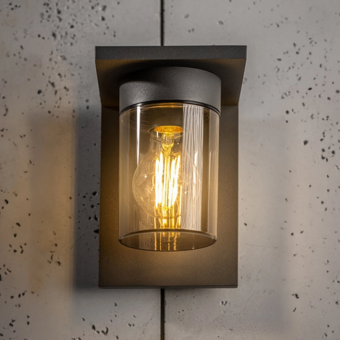 CGC AVERY Anthracite Grey E27 Outdoor Wall Light Lantern Smoked Diffuser IP54