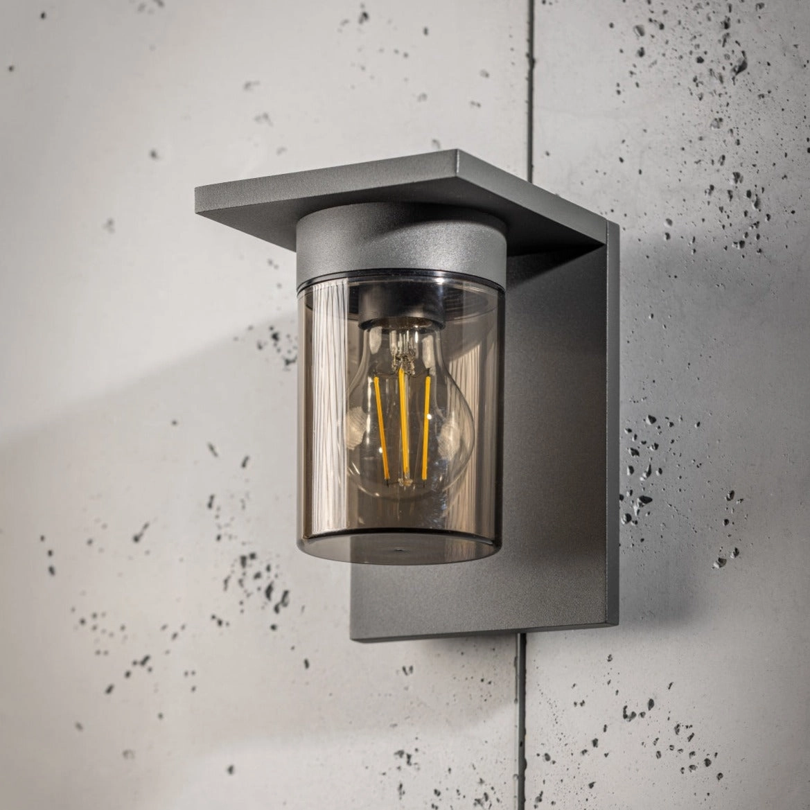 CGC AVERY Anthracite Grey E27 Outdoor Wall Light Lantern Smoked Diffuser IP54
