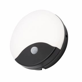 CGC BECCA Round With Motion Sensor Monochrome LED Wall LightWeatherproof outdoor lighting