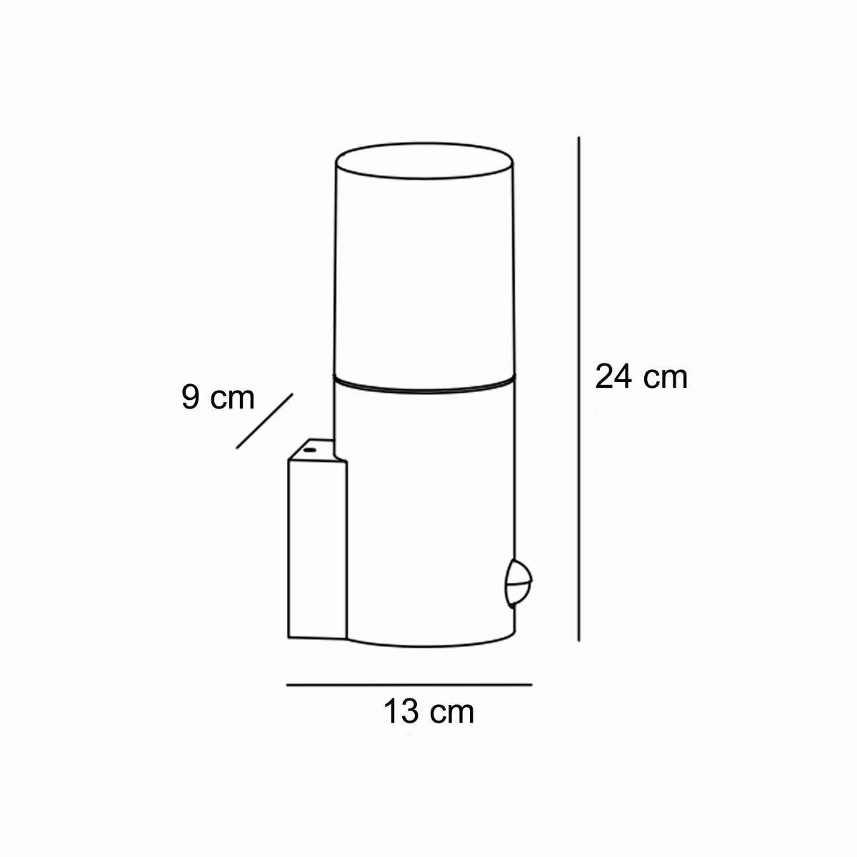 CGC BLUEBELL Black Cylinder Wall Light with Smoky Diffuser & PIR Motion Sensor