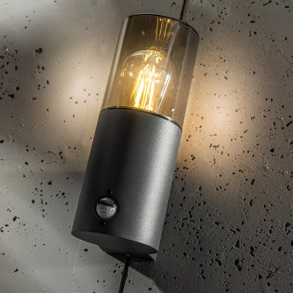 CGC BLUEBELL Dark Grey Cylinder Wall Light with PIR Motion SensorWeatherproof outdoor lighting