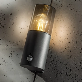 CGC BLUEBELL Dark Grey Cylinder Wall Light with PIR Motion SensorWeatherproof outdoor lighting