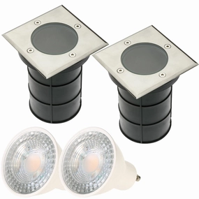 CGC BRIDGET 2 Square Large With Bulbs Stainless Steel Inground Or Decking LightsMotion activated driveway security lights