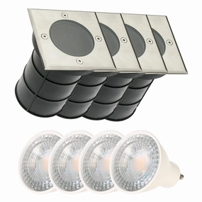 CGC BRIDGET 4 Square Large With Bulbs Stainless Steel Inground Or Decking LightsMotion activated driveway security lights