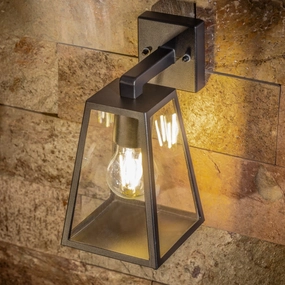 CGC CALLIE Black Outdoor Wall Light Triangle Clear DiffuserWeatherproof outdoor lighting