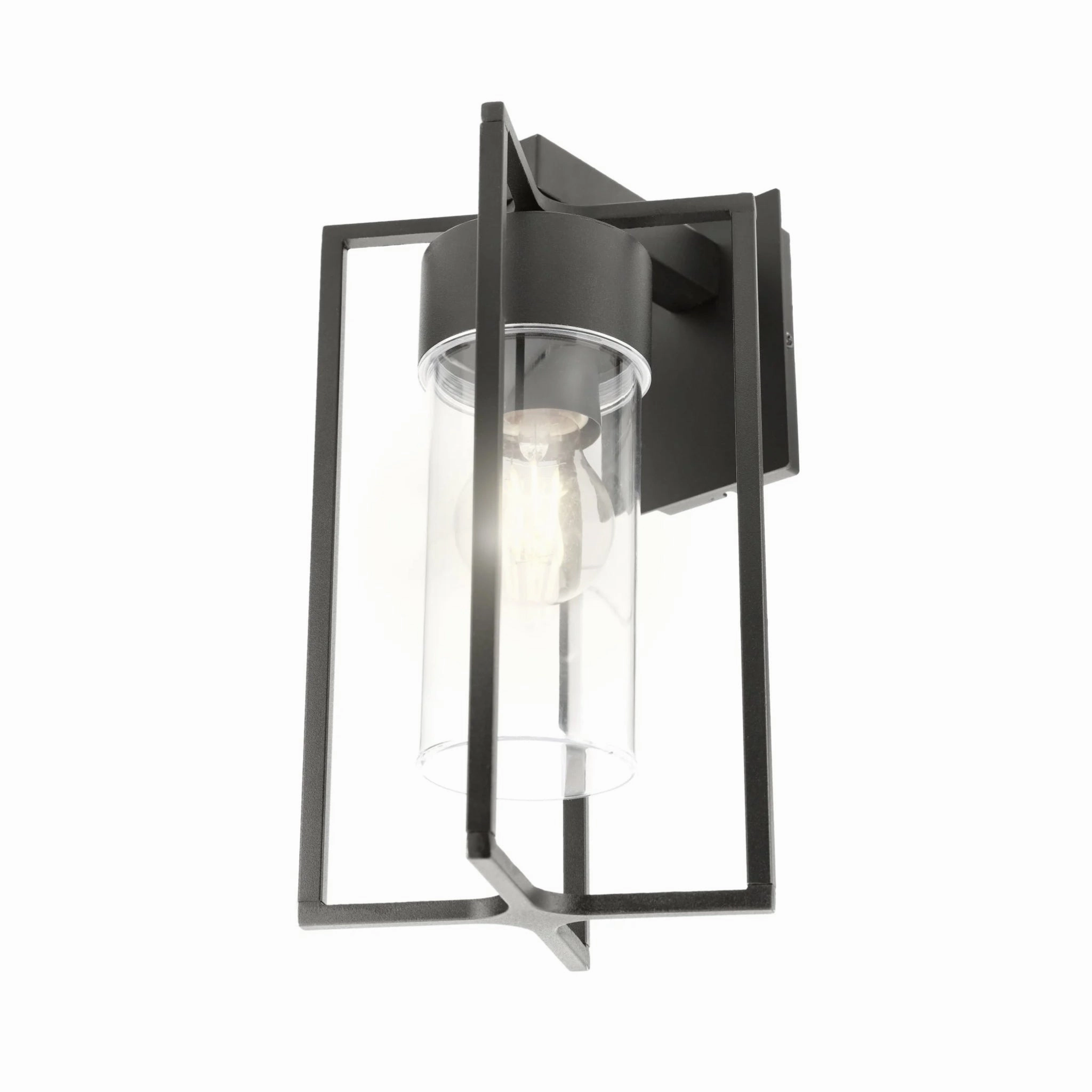 CGC CHARLIE Black E27 Outdoor Wall Light Lantern Clear Diffuser IP54