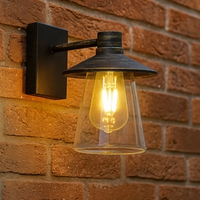 CGC CHESTER Antique Bronze Outdoor Wall Lantern with Bell Shape Clear Glass Diffuser E27 IP54Motion activated driveway security lights
