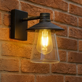 CGC CHESTER Antique Bronze Outdoor Wall Lantern with Bell Shape Clear Glass Diffuser E27 IP54Weatherproof outdoor chandelier