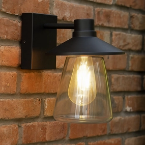 CGC CHESTER Black Outdoor Wall Lantern with Bell Shape Clear Glass Diffuser E27 IP54Weatherproof outdoor chandelier