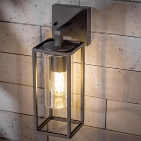 CGC CHLOE Down Black E27 Outdoor Wall Light Lantern Clear Diffuser IP54 DownWeatherproof outdoor lighting