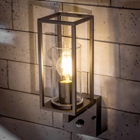 CGC CHLOE PIR E27 Black Outdoor Lantern With Motion Sensor IP54Outdoor wall sconces with motion sensor