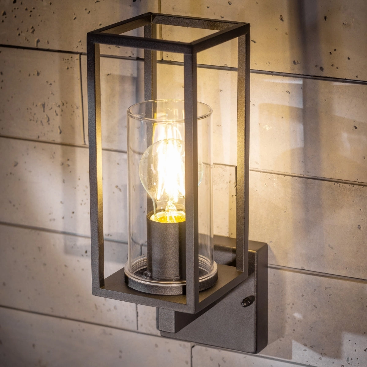 CGC CHLOE Up Black E27 Outdoor Wall Light Lantern Clear Diffuser IP54Motion activated driveway security lights
