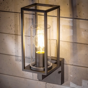 CGC CHLOE Up Black E27 Outdoor Wall Light Lantern Clear Diffuser IP54Motion activated driveway security lights