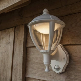 CGC CINDY White With Motion Sensor Outdoor LED Wall Coach Lantern LightWeatherproof outdoor lighting