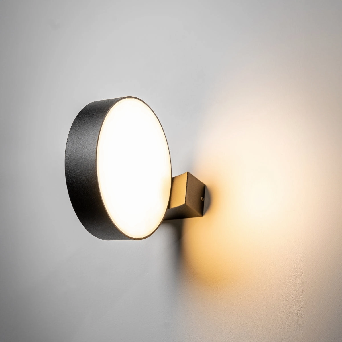 CGC Darcy Black Adjustable Round LED Outdoor Wall Light 3000k Warm White IP54