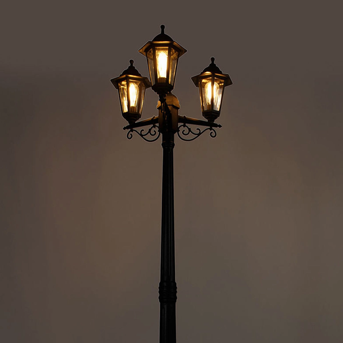 CGC EDNA Black Triple Victorian Style Lantern Post Light