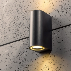 CGC EILEEN Black Outdoor Curved Double Spotlight Wall LightWeatherproof outdoor lighting