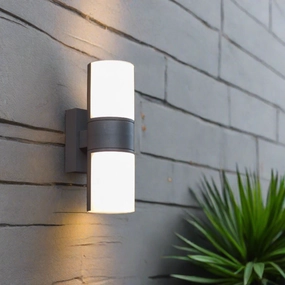 CGC FAITH Dark Grey Twin Cylindrical LED Wall LightWeatherproof outdoor lighting