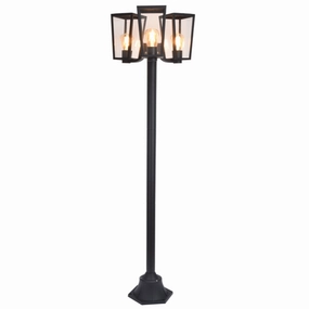 CGC FIR Modern Black Outdoor Lantern Tall Three Head Post Light 1.9mMotion activated driveway security lights