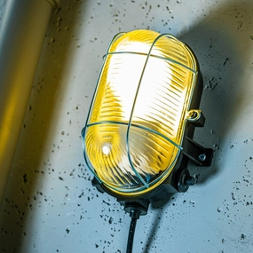 CGC GINA Black Oval Metal Cage Bulkhead Wall Or Ceiling LightMotion activated driveway security lights