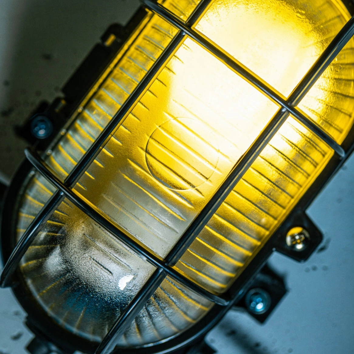 CGC GINA Black Oval Plastic Cage Bulkhead Wall Or Ceiling Light