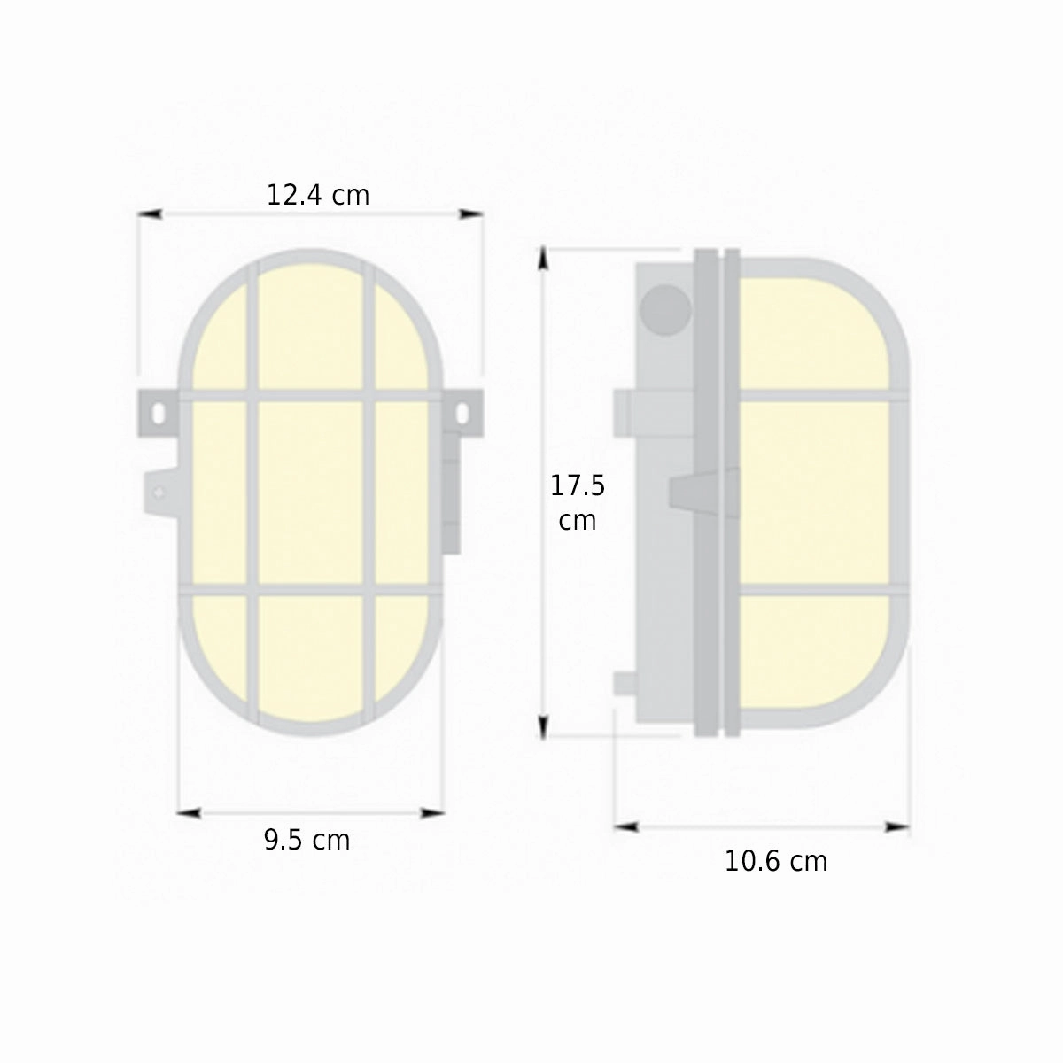 CGC GINA White Oval Metal Cage Bulkhead Wall Or Ceiling Light