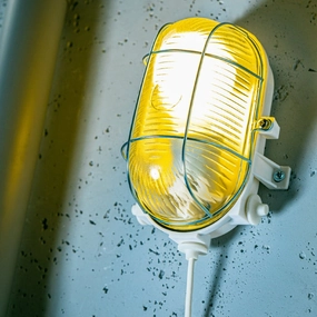 CGC GINA White Oval Metal Cage Bulkhead Wall Or Ceiling LightMotion activated driveway security lights