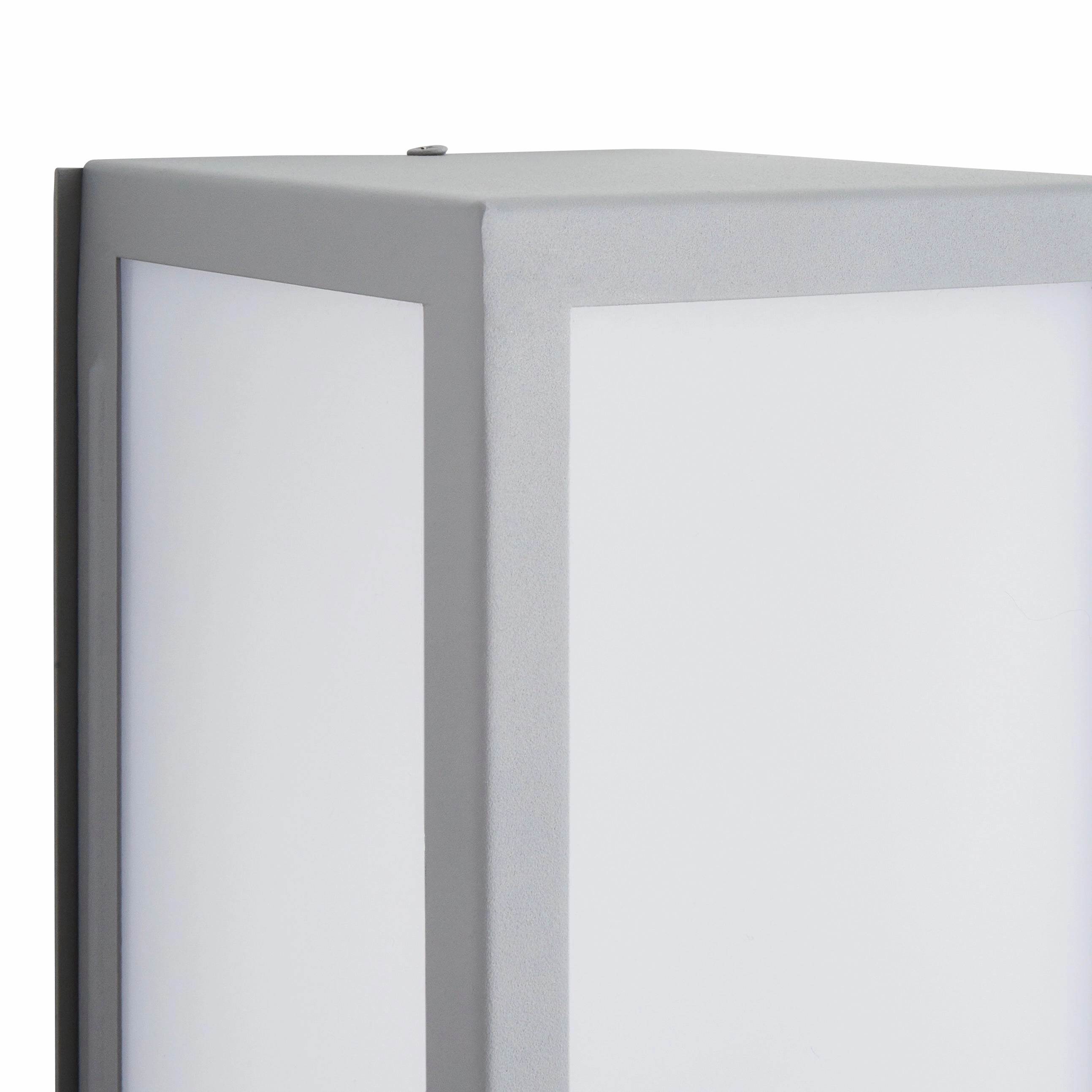 CGC HARRI Silver Outdoor Wall Light Box Lantern Opal Glass LED 4000k 600lm IP44