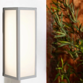 CGC HARRI Silver Outdoor Wall Light Box Lantern Opal Glass LED 4000k 600lm IP44Motion activated driveway security lights