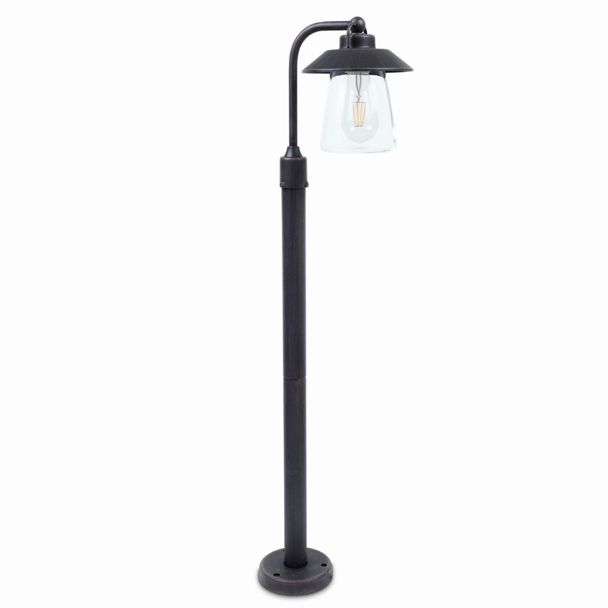 CGC ISABELLA Black & Bronze Vintage Single Post Lantern with Glass Shade