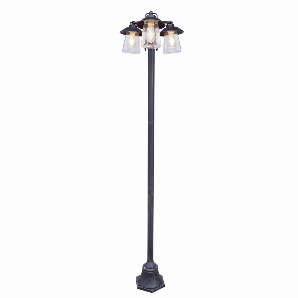 CGC ISABELLA Black & Bronze Vintage Triple Post Lantern with Glass ShadeMotion activated driveway security lights