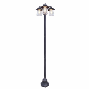 CGC ISABELLA Black & Bronze Vintage Triple Post Lantern with Glass ShadeMotion activated driveway security lights
