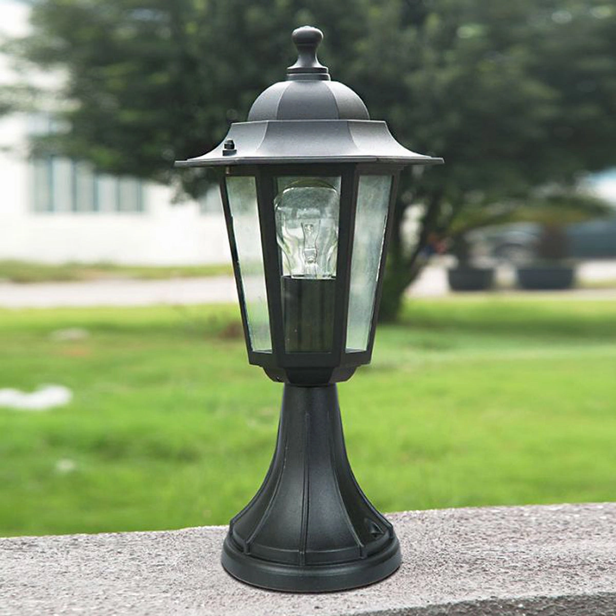 CGC JASMINE Black Small Coach Lantern Post LightMotion activated driveway security lights