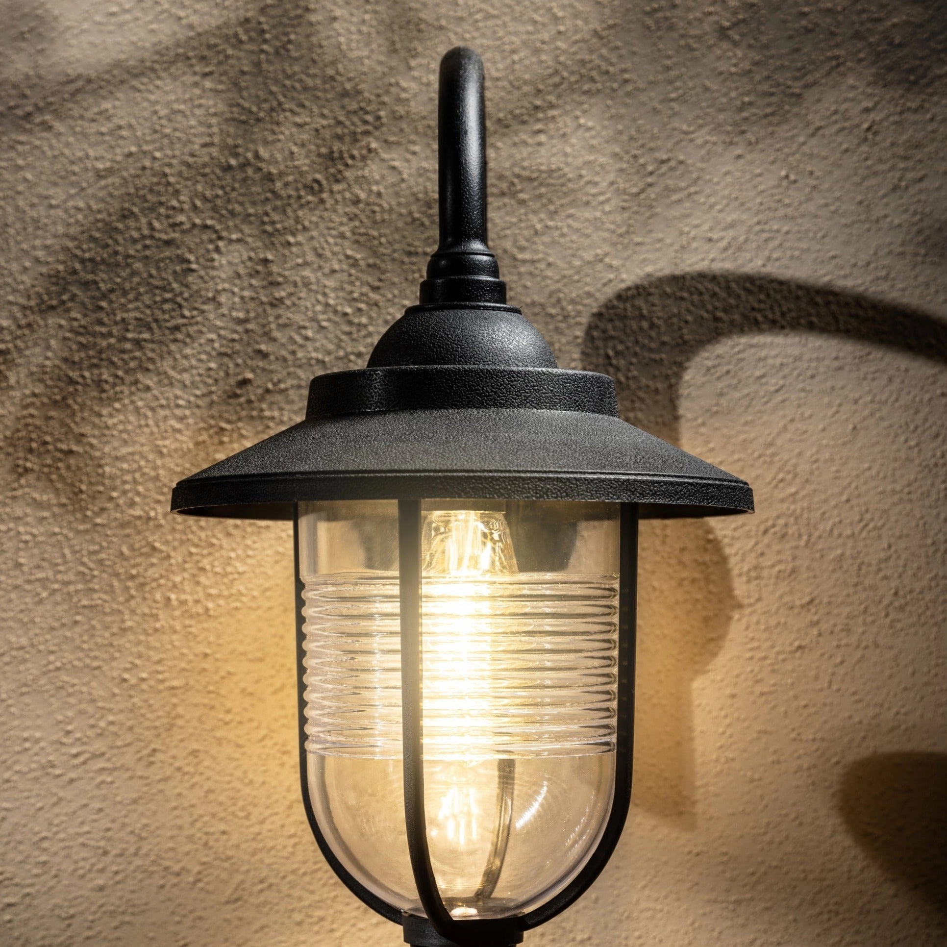 CGC JEMIMA Black Fisherman Hooked Outdoor Wall Lantern Light