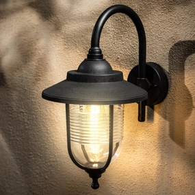 CGC JEMIMA Black Fisherman Hooked Outdoor Wall Lantern LightWeatherproof outdoor chandelier