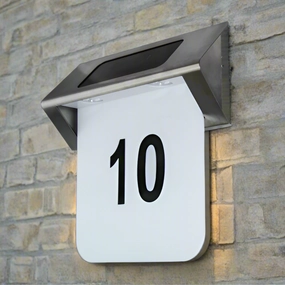 CGC JUNI Stainless Steel Solar Outdoor LED Wall Light With House NumberWeatherproof outdoor lighting