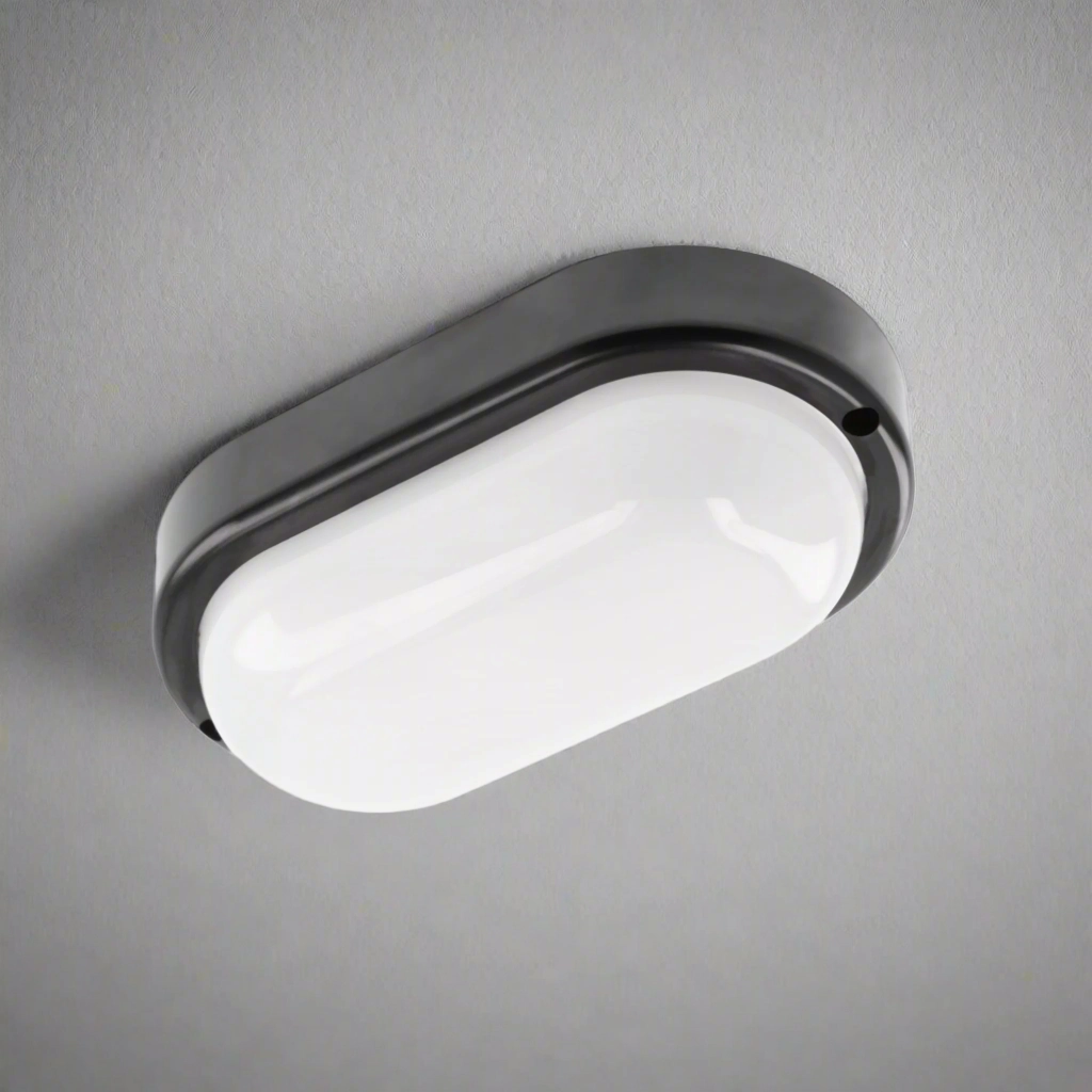 CGC KODO Black Oval Ceiling Wall Light Surface Mount LED, 12W, 1080lm, 4000KMotion activated driveway security lights