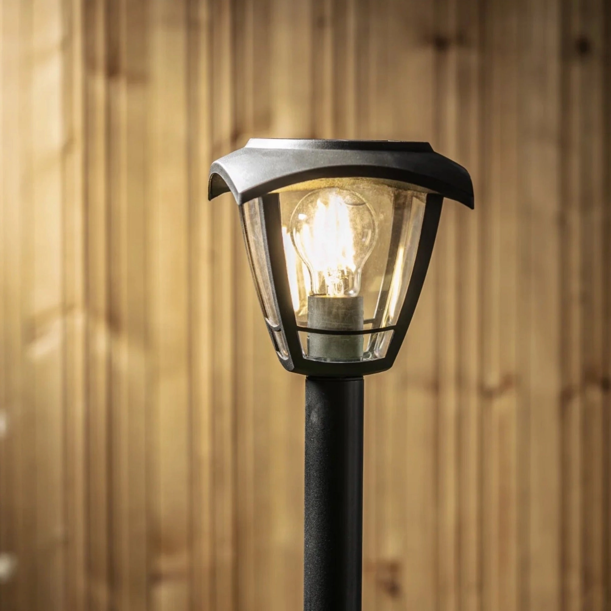 CGC LARA Black Solar Outdoor Post Light Bollard Traditional Filament LED Warm White Light IP44