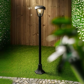 CGC LARA Black Solar Outdoor Post Light Bollard Traditional Filament LED Warm White Light IP44Decorative outdoor post lights