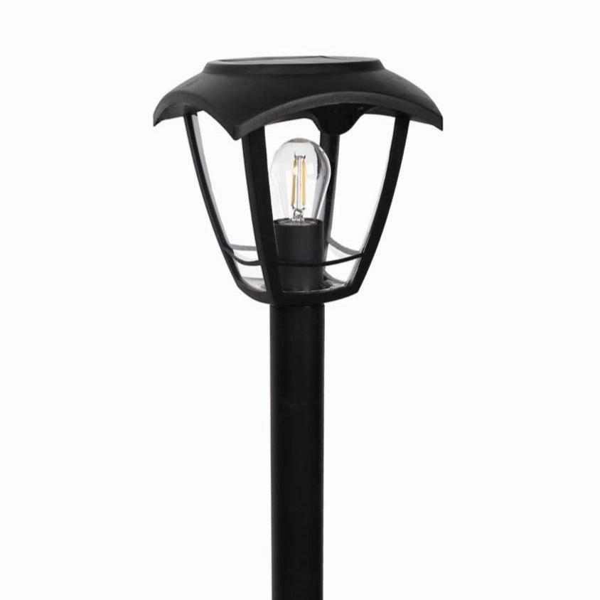 CGC LARA Black Solar Outdoor Post Light Bollard Traditional Filament LED Warm White Light IP44