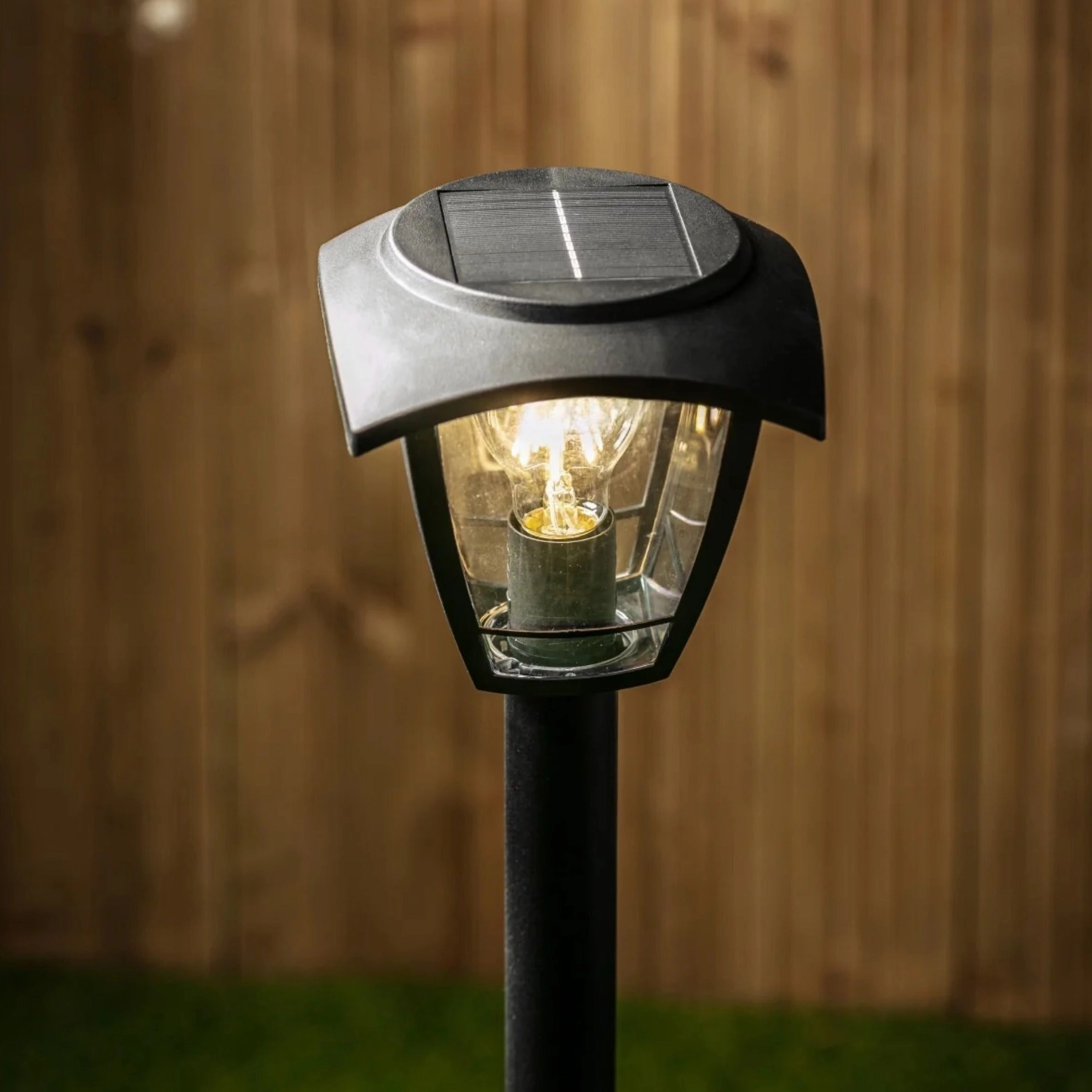 CGC LARA Black Solar Outdoor Post Light Bollard Traditional Filament LED Warm White Light IP44