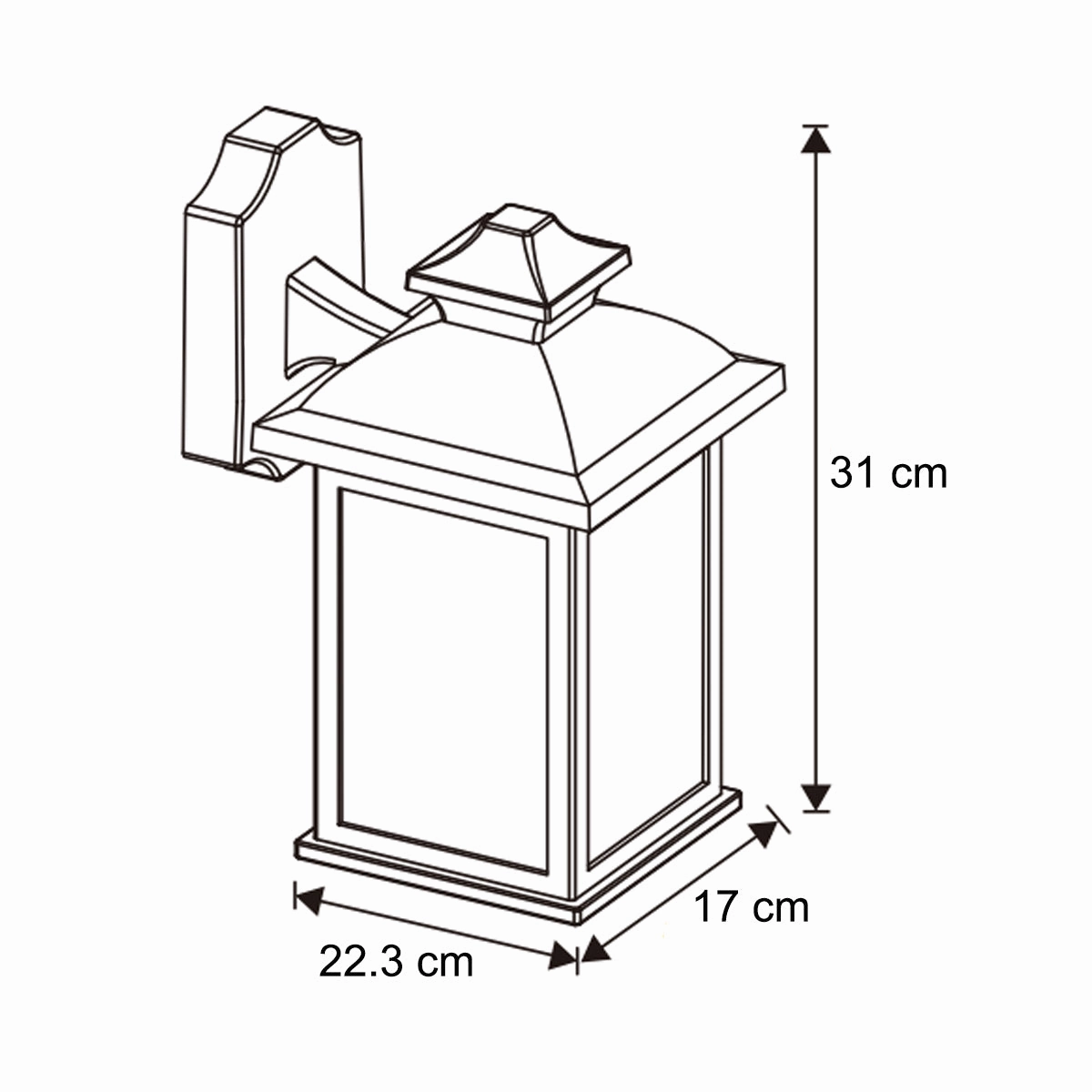 CGC LILLIAN Black Rectangle Mounted Outdoor Wall Lantern Light