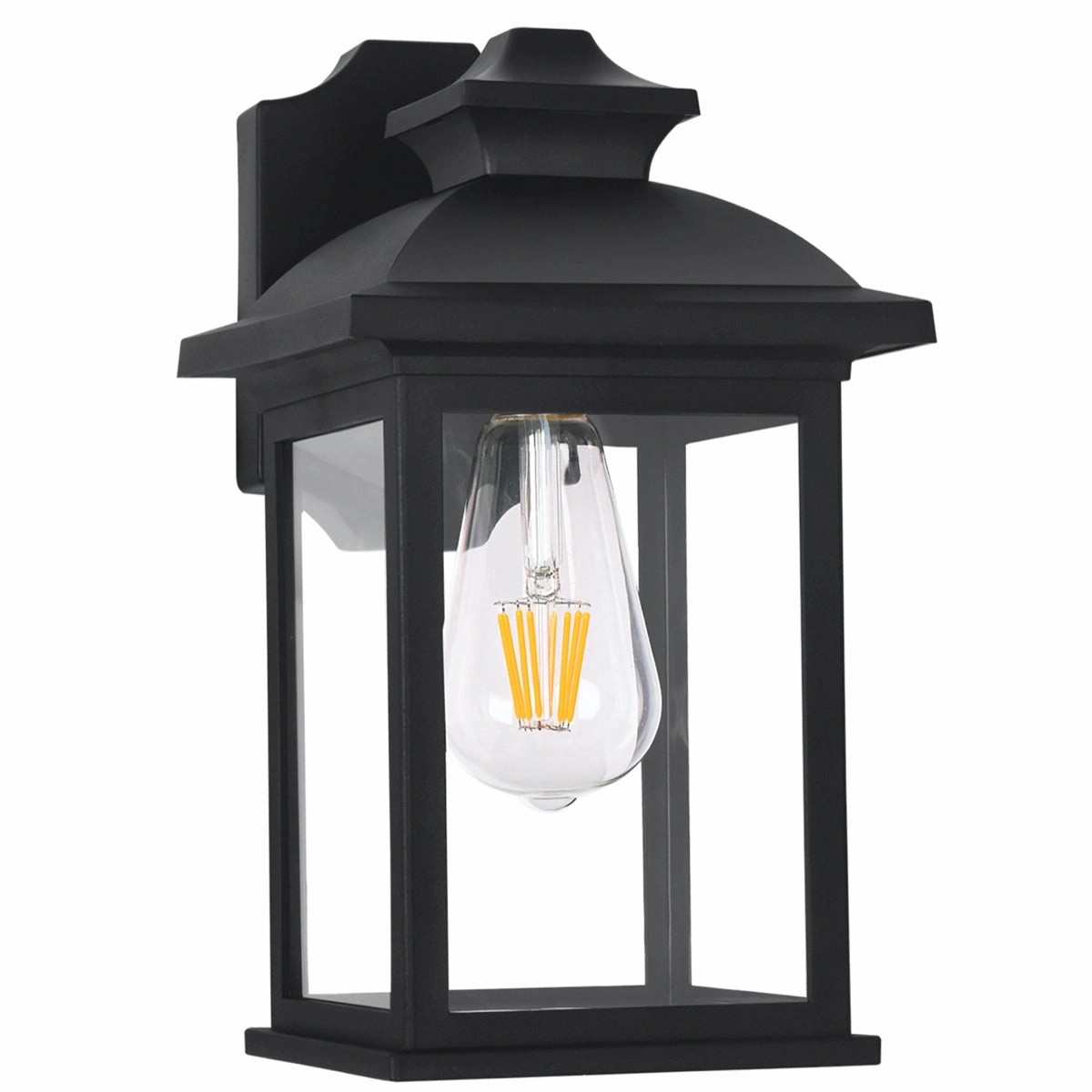 CGC LILLIAN Black Rectangle Mounted Outdoor Wall Lantern Light