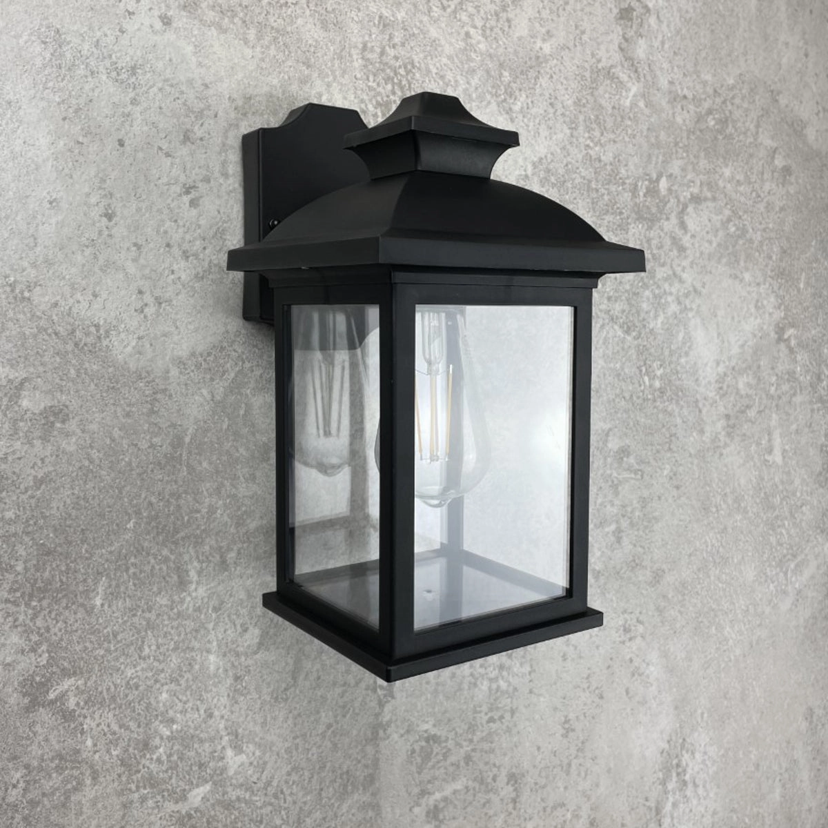 CGC LILLIAN Black Rectangle Mounted Outdoor Wall Lantern Light