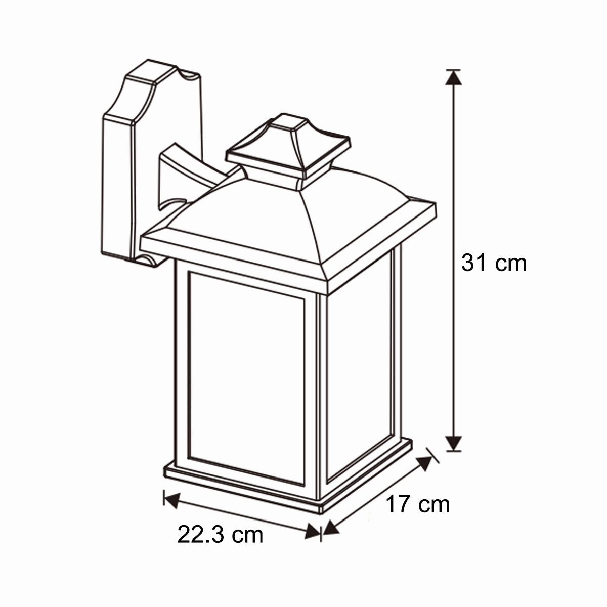 CGC LILLIAN Black Rectangle Mounted Outdoor Wall Lantern Light
