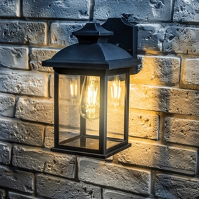 CGC LILLIAN Black Rectangle Mounted Outdoor Wall Lantern LightOutdoor wall sconces with motion sensor