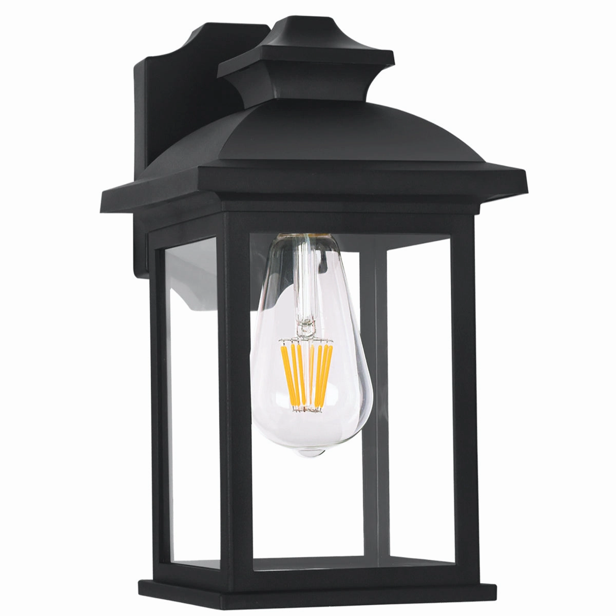 CGC LILLIAN Black Rectangle Mounted Outdoor Wall Lantern Light