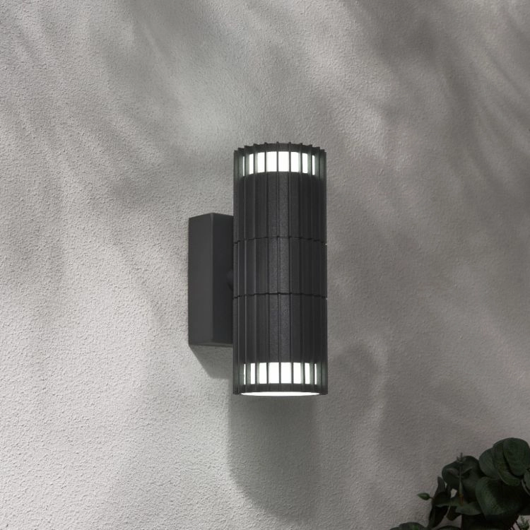 CGC LILLY Anthracite Dark Grey Ribbed GU10 Up & Down Outdoor Wall Light IP65Outdoor wall sconces with motion sensor